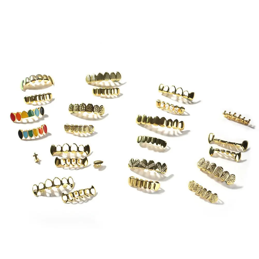 Hip-hop polished braces with gold electroplating - Blade & Thread