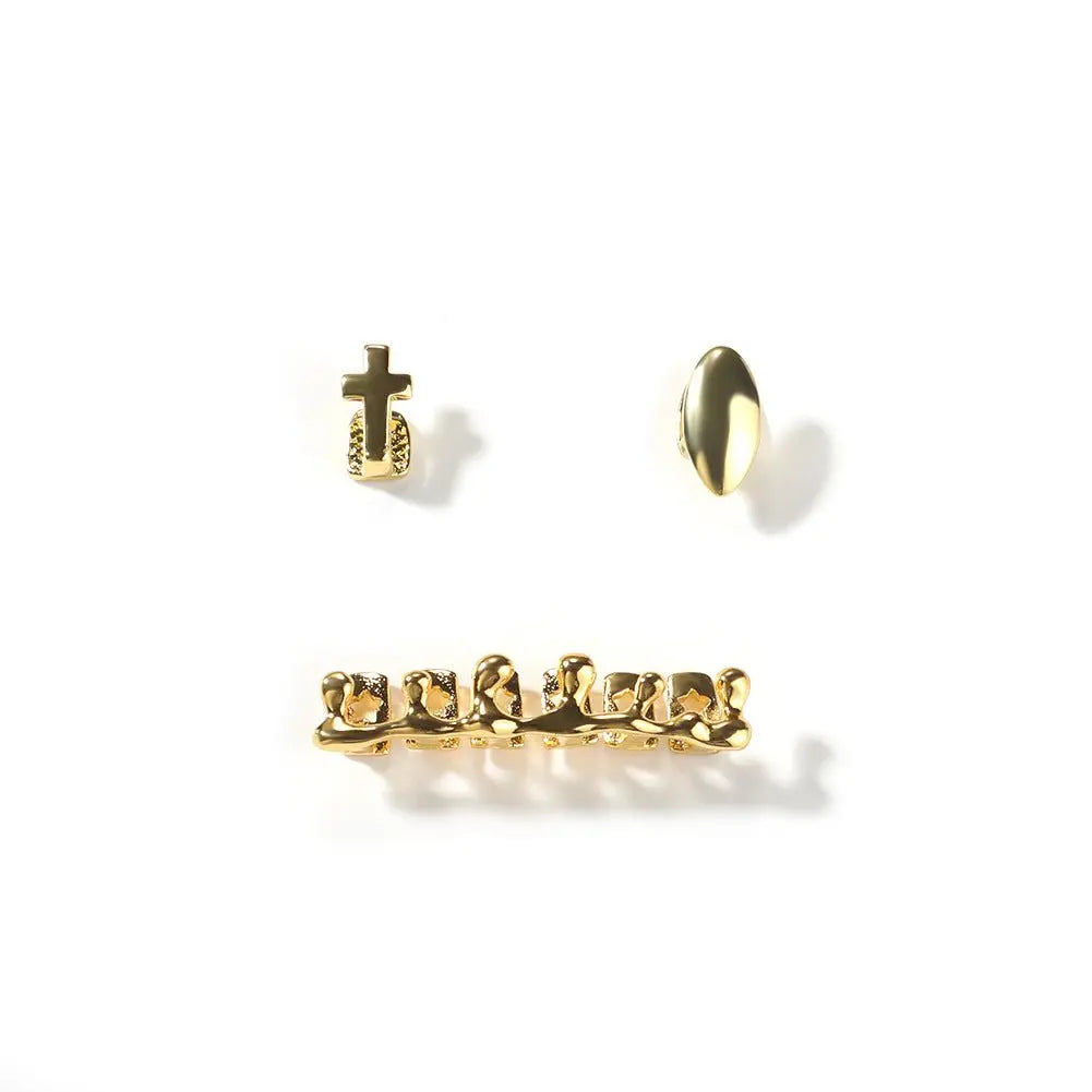 Hip-hop polished braces with gold electroplating nowadaysfashion