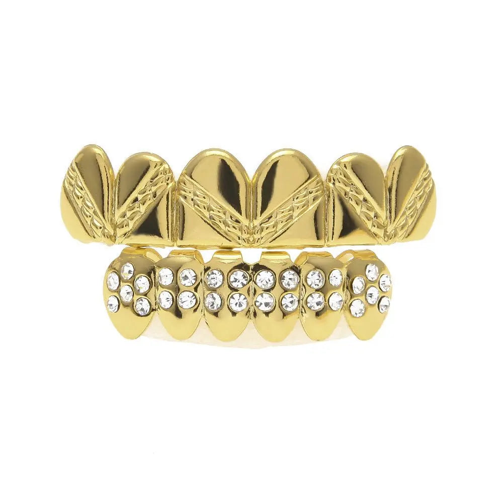 Hip-hop polished braces with gold electroplating nowadaysfashion