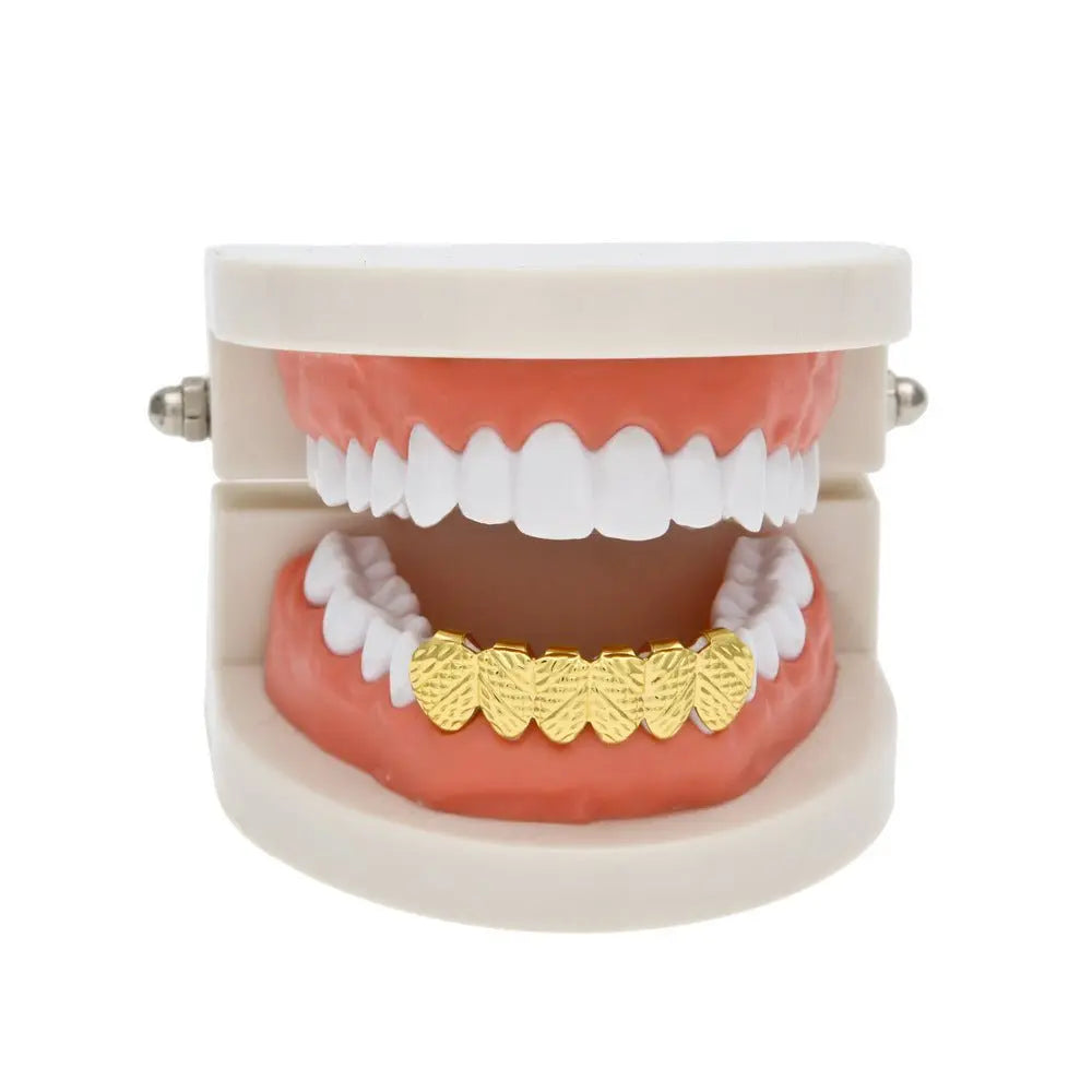 Hip-hop polished braces with gold electroplating - Blade & Thread