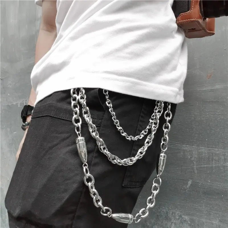 Hip-hop punk versatile bullet trouser chain nowadaysfashion