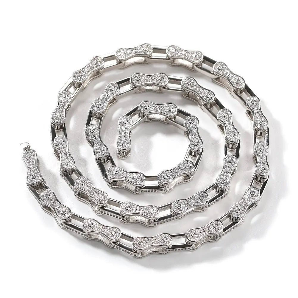 Hip Hop Rhinestone 5mm Bicycle Chain Necklace nowadaysfashion