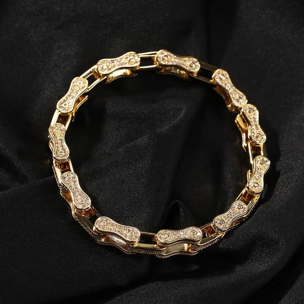 Hip Hop Rhinestone 5mm Bicycle Chain Necklace - Blade & Thread
