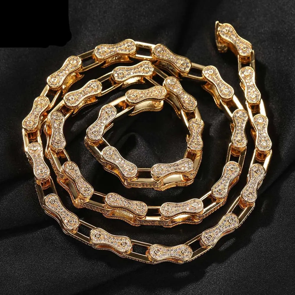 Hip Hop Rhinestone 5mm Bicycle Chain Necklace - Blade & Thread