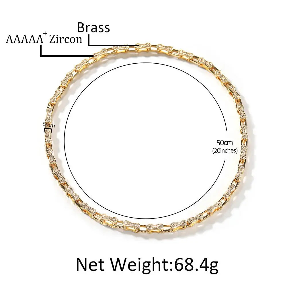Hip Hop Rhinestone 5mm Bicycle Chain Necklace - Blade & Thread