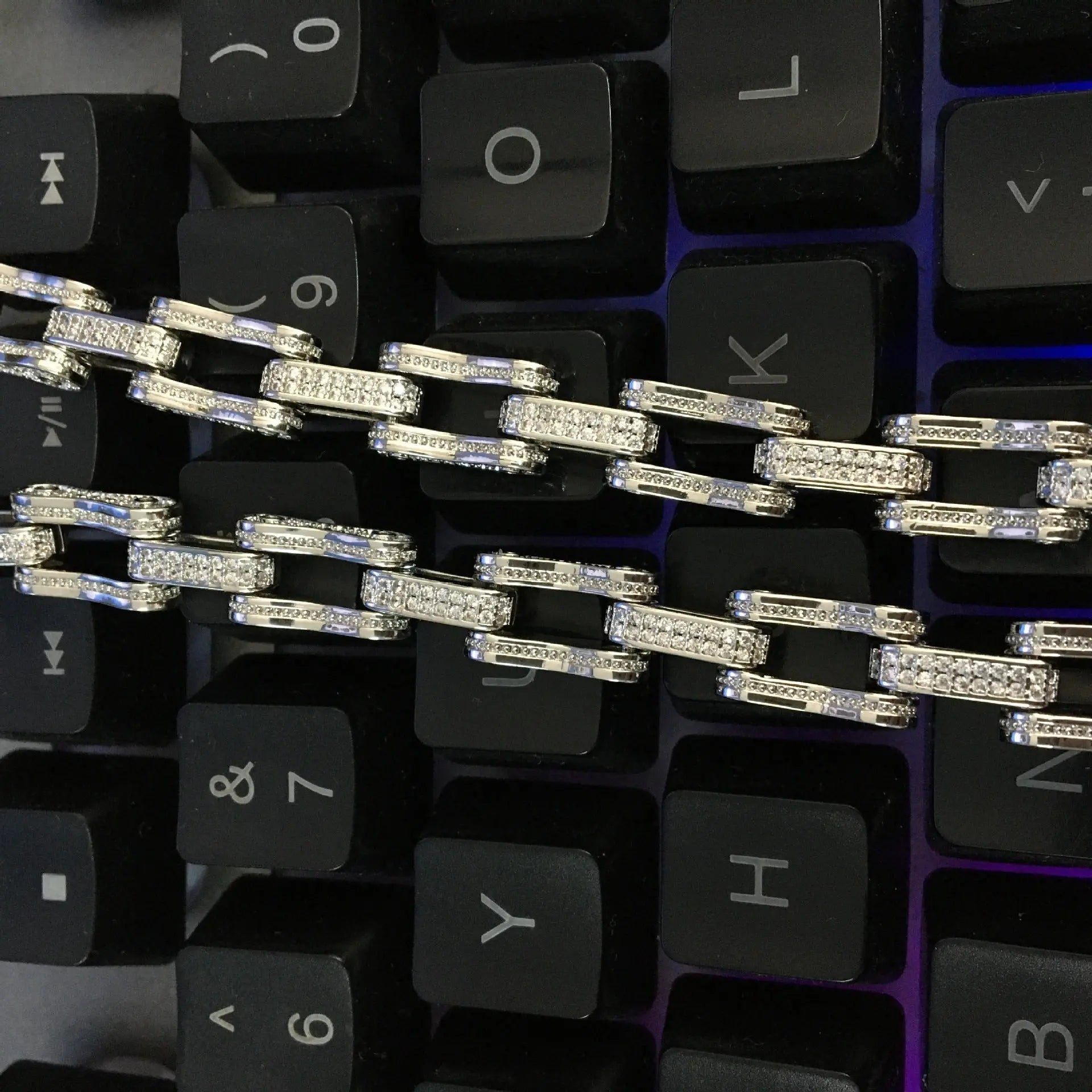 Hip Hop Rhinestone 5mm Bicycle Chain Necklace - Blade & Thread