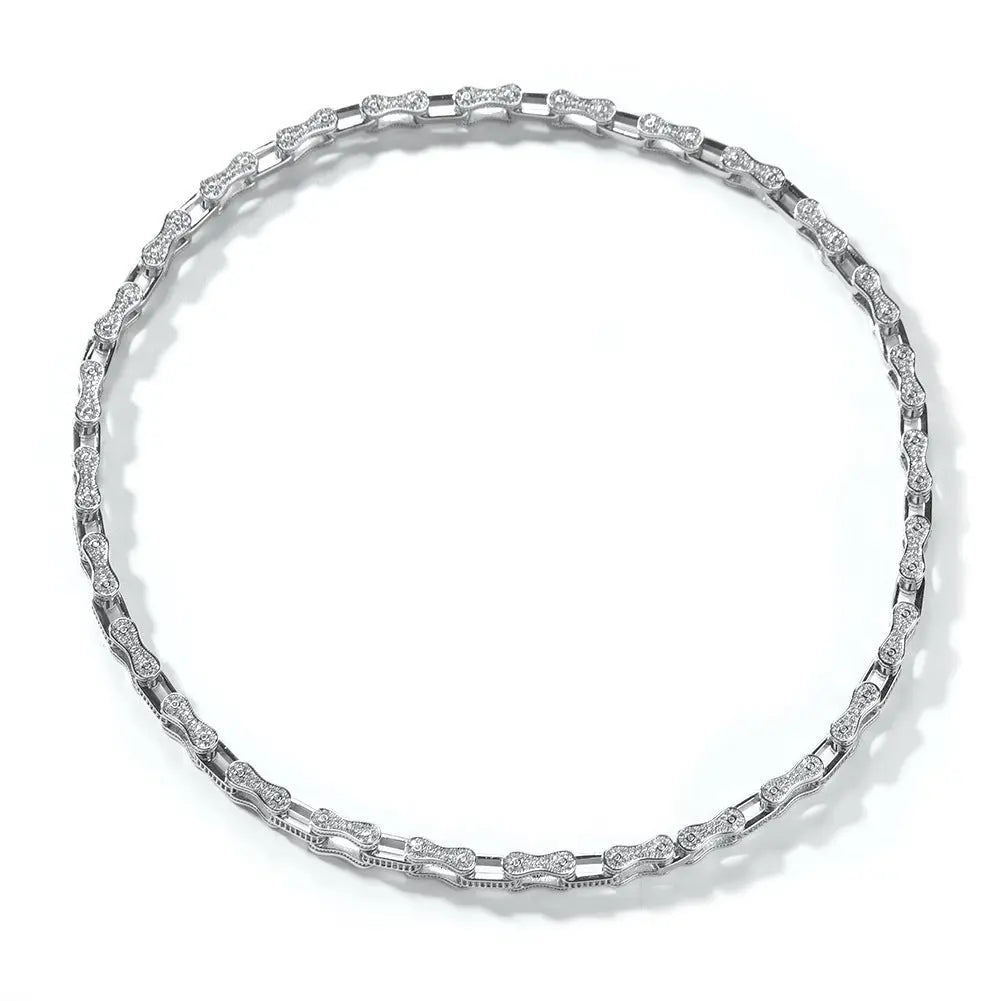 Hip Hop Rhinestone 5mm Bicycle Chain Necklace nowadaysfashion