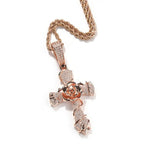 Hip-hop rose cross necklace with 5A zircon inlay nowadaysfashion