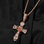 Hip-hop rose cross necklace with 5A zircon inlay nowadaysfashion
