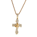 Hip-hop rose cross necklace with 5A zircon inlay nowadaysfashion