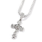 Hip-hop rose cross necklace with 5A zircon inlay nowadaysfashion