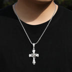 Hip-hop rose cross necklace with 5A zircon inlay nowadaysfashion