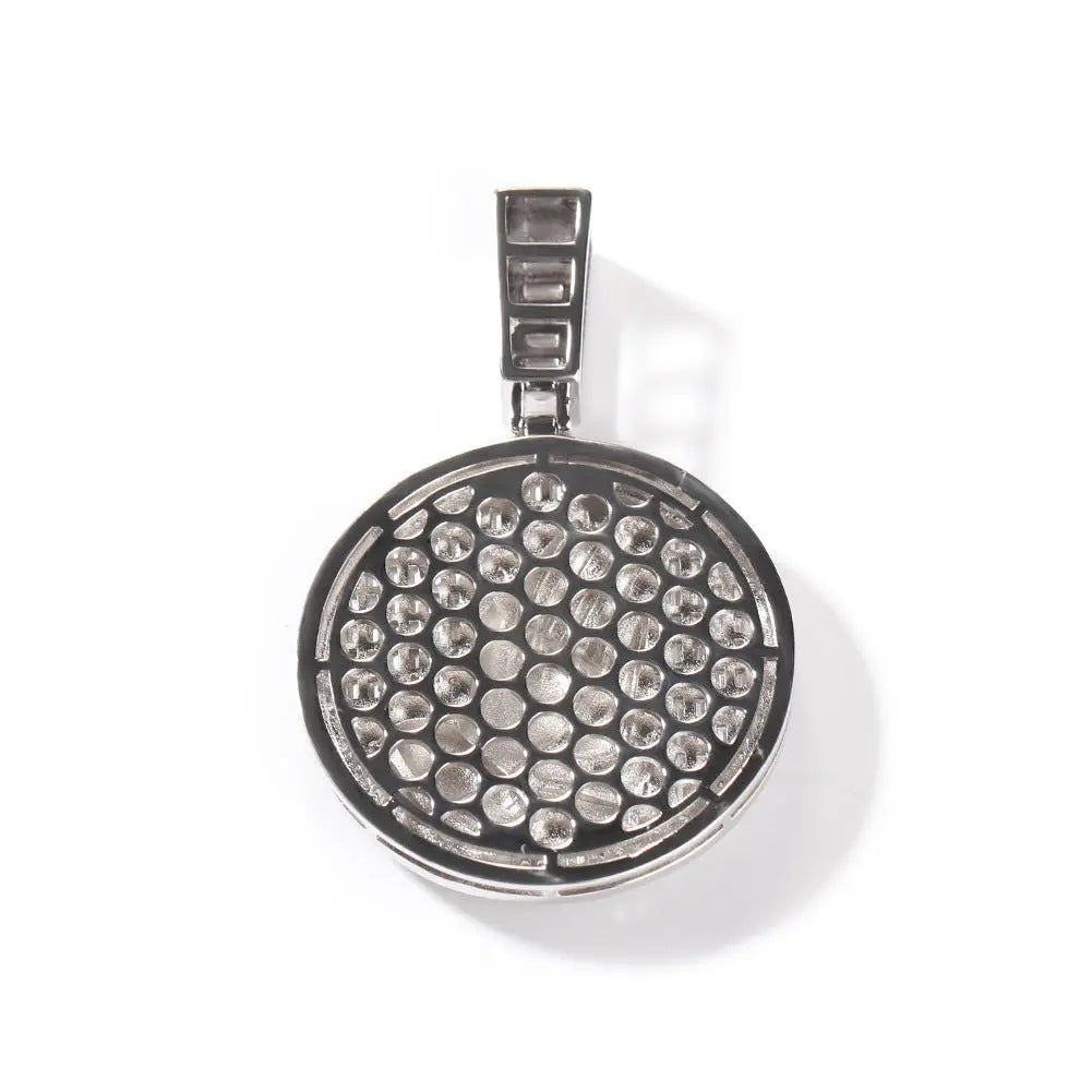 Hip-hop round disc zircon-encrusted praying hands pendant - Blade & Thread