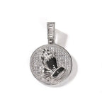 Hip-hop round disc zircon-encrusted praying hands pendant nowadaysfashion