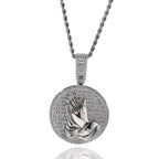 Hip-hop round disc zircon-encrusted praying hands pendant nowadaysfashion