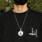 Hip-hop round disc zircon-encrusted praying hands pendant nowadaysfashion
