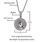 Hip-hop round disc zircon-encrusted praying hands pendant nowadaysfashion