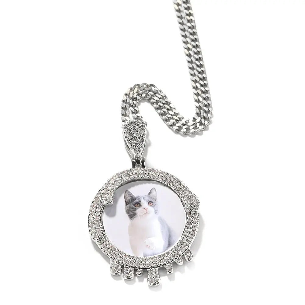 Hip hop round water drop diy photo pendant - Blade & Thread