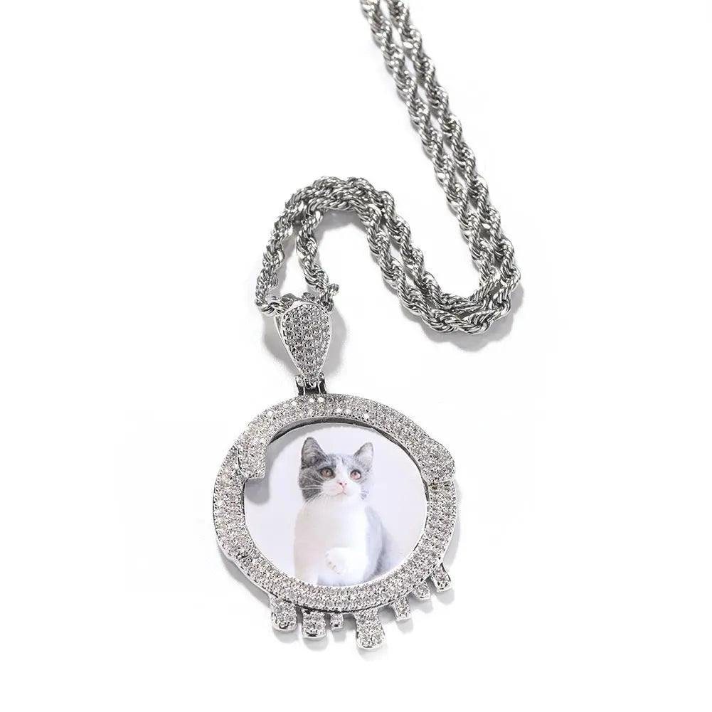 Hip hop round water drop diy photo pendant - Blade & Thread