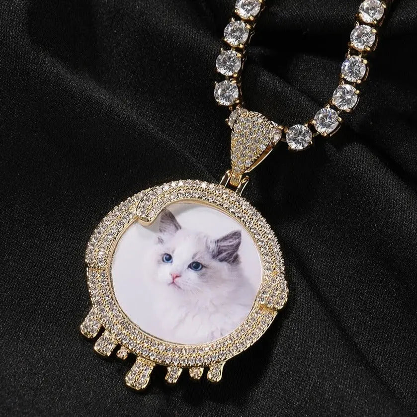 Hip hop round water drop diy photo pendant - Blade & Thread