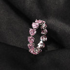 Hip-hop single-row heart-shaped zircon rings nowadaysfashion
