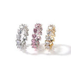 Hip-hop single-row heart-shaped zircon rings nowadaysfashion