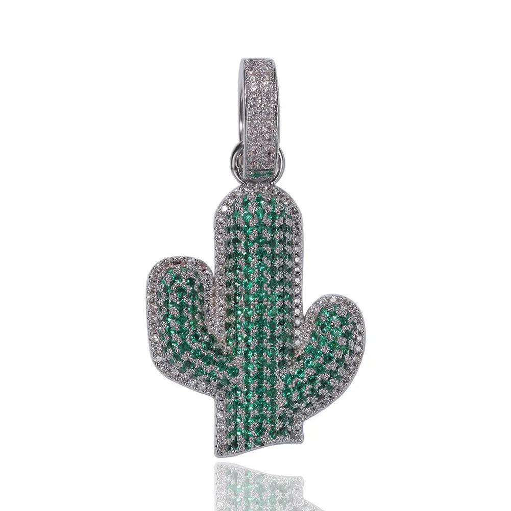 Hip-hop solid cactus zircon-encrusted pendant - Blade & Thread
