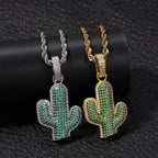 Hip-hop solid cactus zircon-encrusted pendant nowadaysfashion