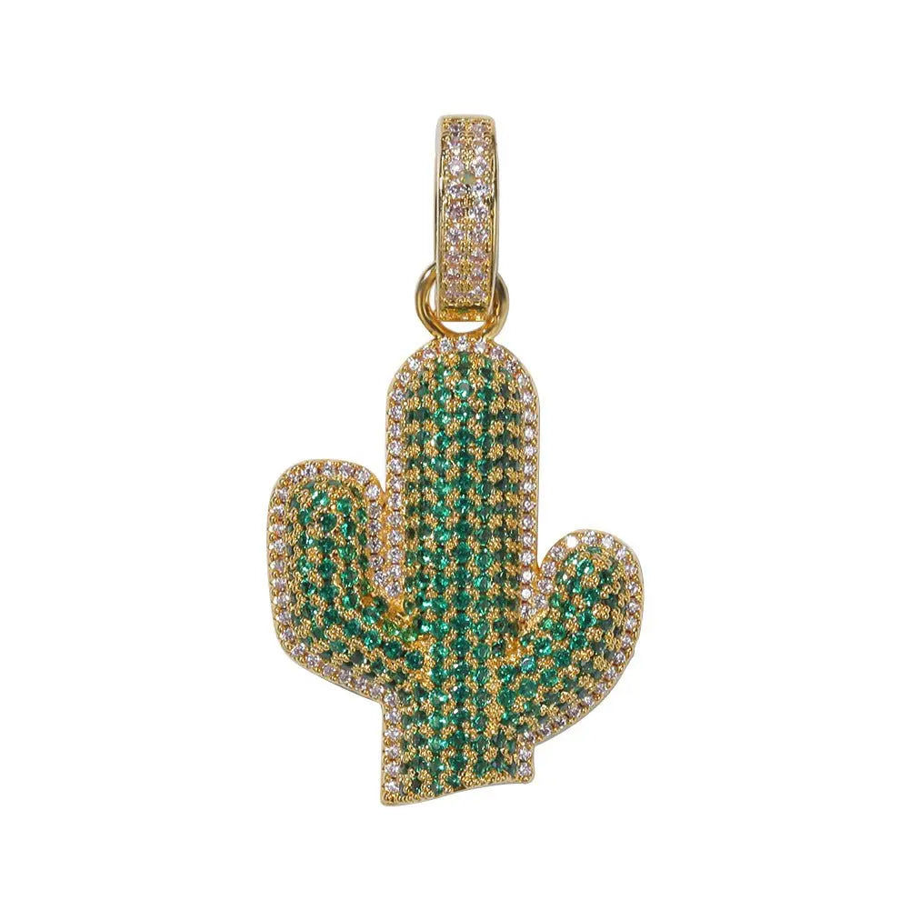 Hip-hop solid cactus zircon-encrusted pendant - Blade & Thread