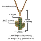 Hip-hop solid cactus zircon-encrusted pendant nowadaysfashion