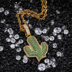 Hip-hop solid cactus zircon-encrusted pendant nowadaysfashion