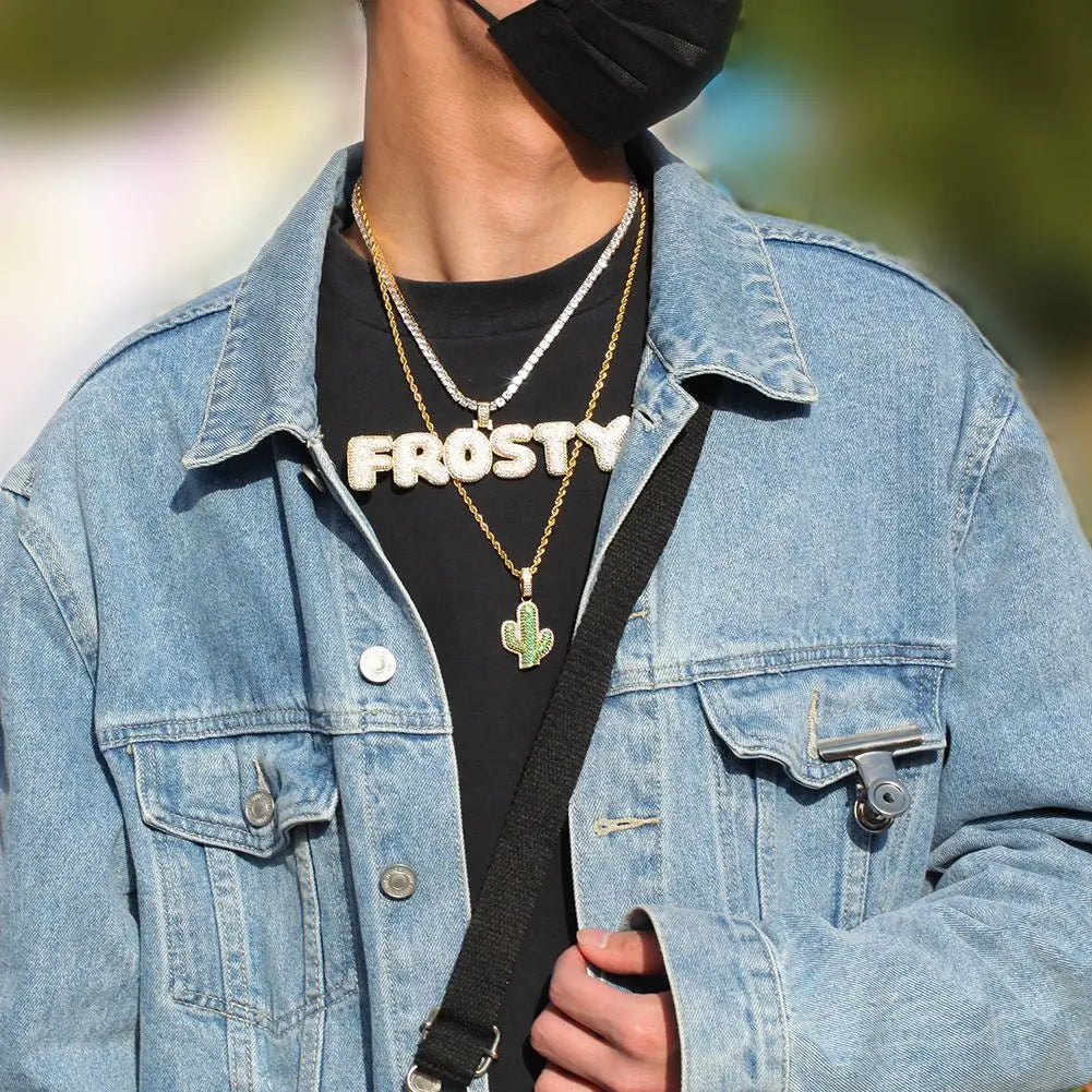 Hip-hop solid cactus zircon-encrusted pendant - Blade & Thread