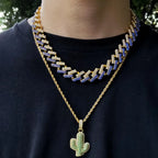 Hip-hop solid cactus zircon-encrusted pendant nowadaysfashion