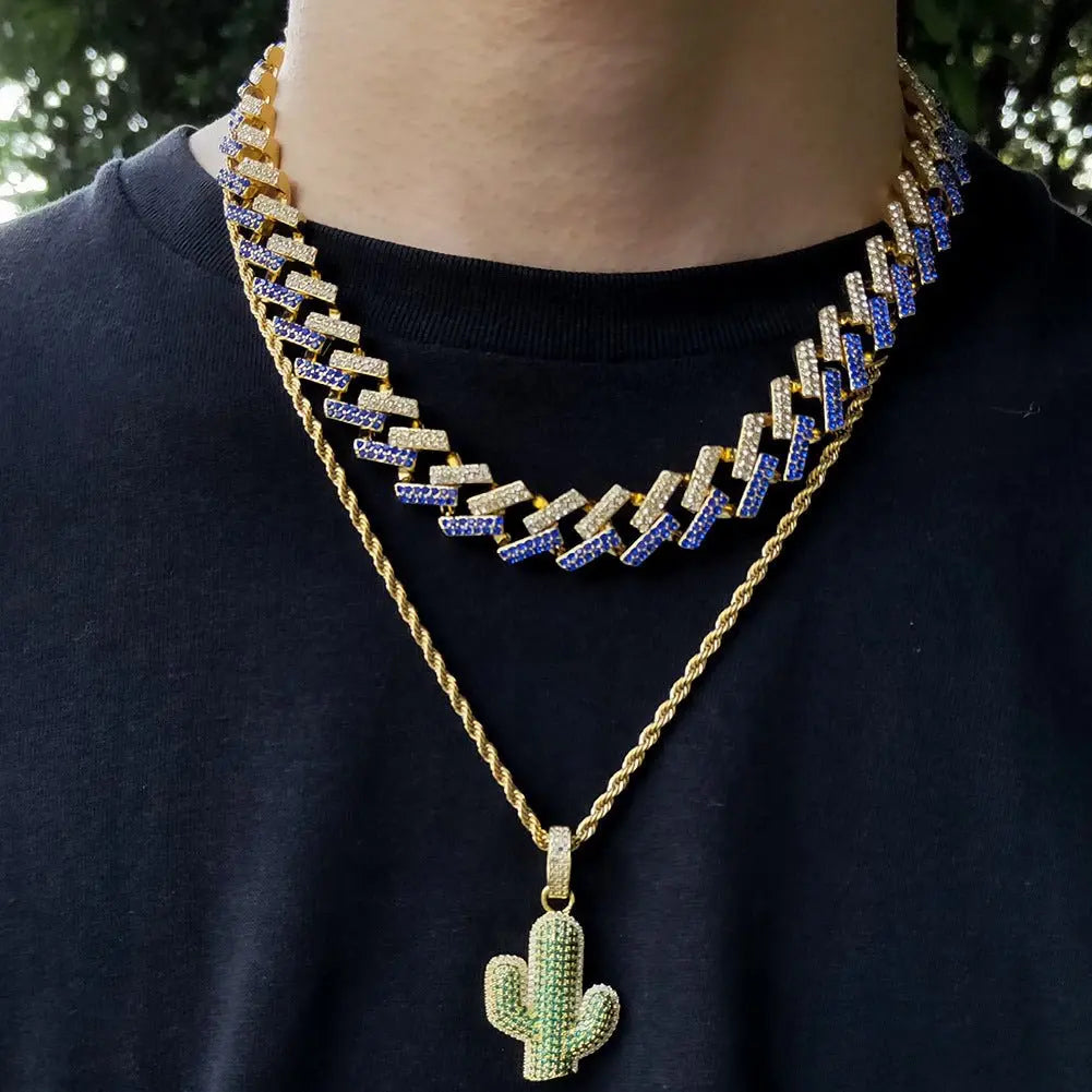 Hip-hop solid cactus zircon-encrusted pendant - Blade & Thread