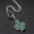 Hip-hop solid cactus zircon-encrusted pendant nowadaysfashion