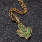 Hip-hop solid cactus zircon-encrusted pendant nowadaysfashion