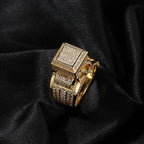 Hip-hop square diamond-encrusted couple ring nowadaysfashion
