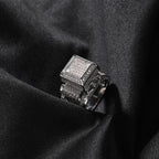 Hip-hop square diamond-encrusted couple ring nowadaysfashion