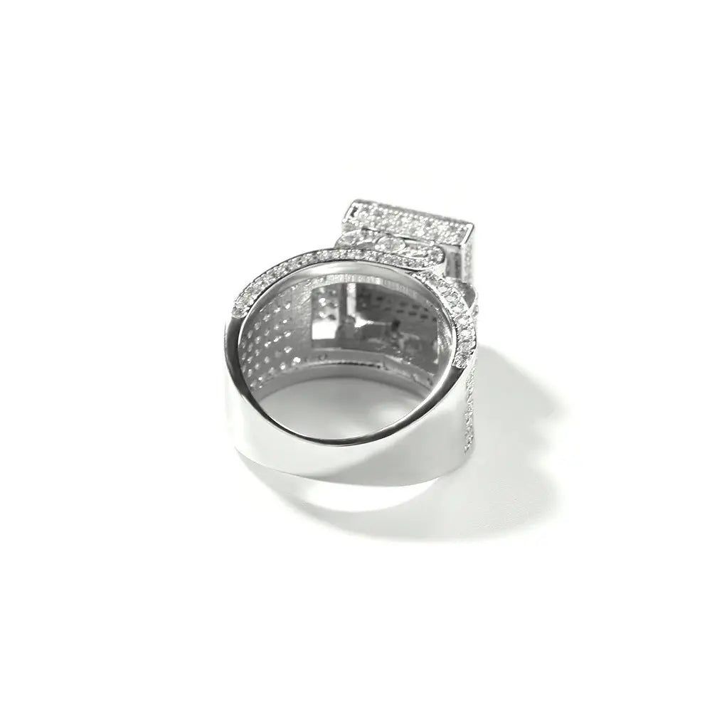 Hip-hop square diamond-encrusted couple ring - Blade & Thread