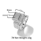 Hip-hop square diamond-encrusted couple ring nowadaysfashion