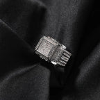 Hip-hop square diamond-encrusted couple ring nowadaysfashion