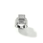 Hip-hop square diamond-encrusted couple ring nowadaysfashion
