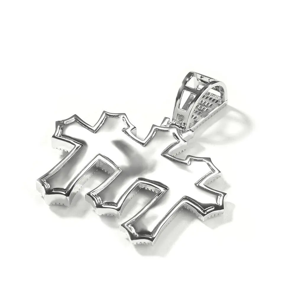 Hip-hop square zircon cross diamond-studded pendant - Blade & Thread