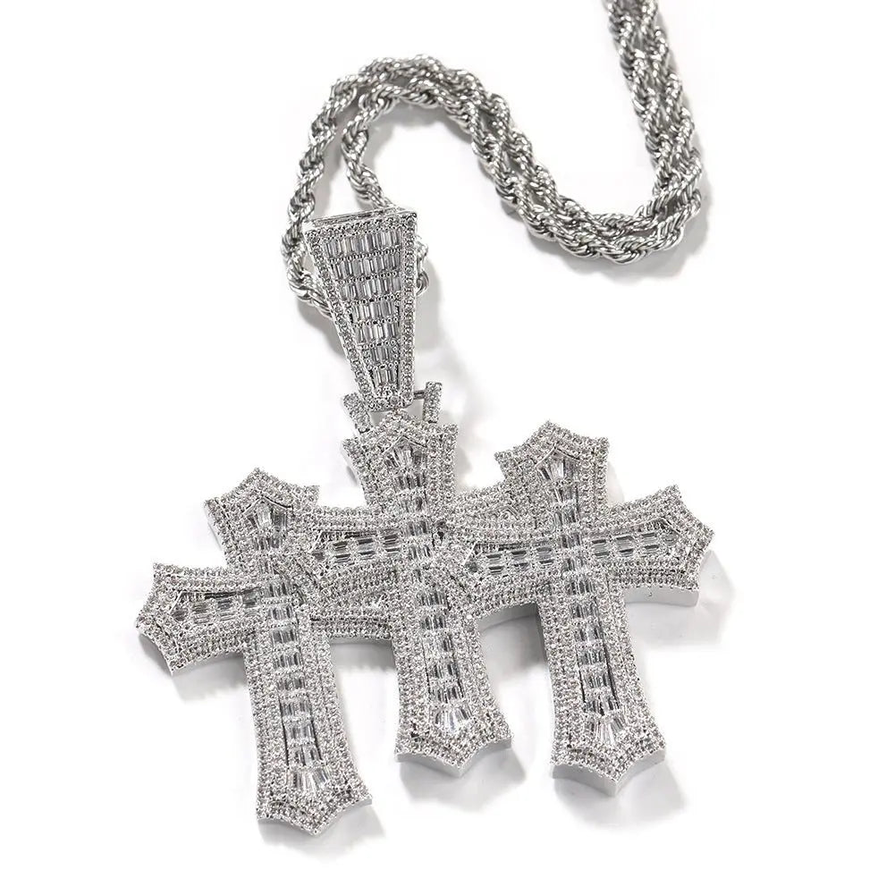 Hip-hop square zircon cross diamond-studded pendant nowadaysfashion