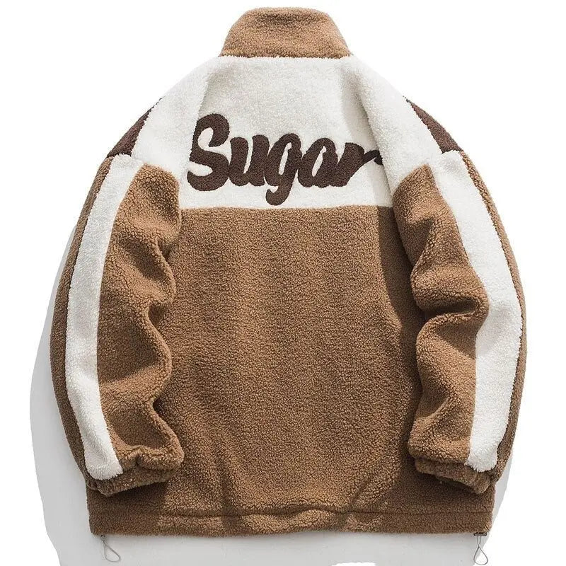 Hip Hop Streetwear Winter Color Block Patchwork Fuzzy Fluffy Thick Warm Coat - Blade & Thread