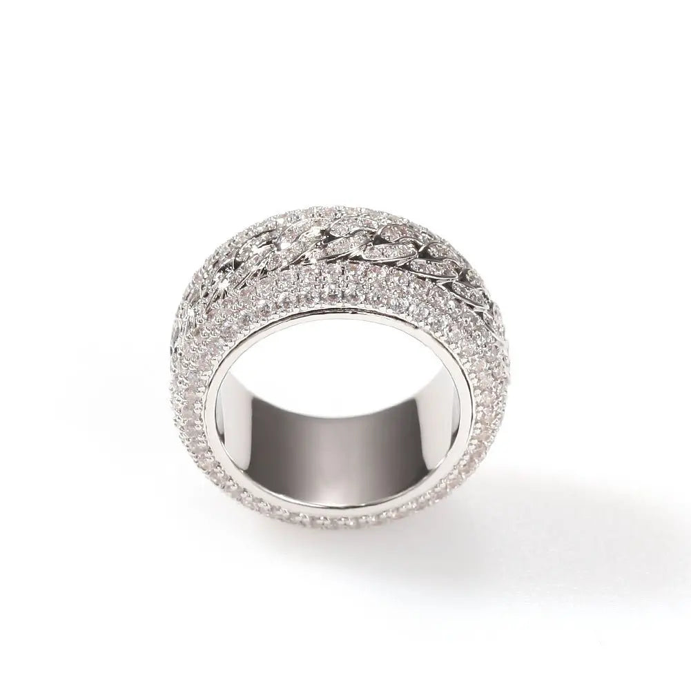 Hip-hop style zircon rotating Cuban ring - Blade & Thread