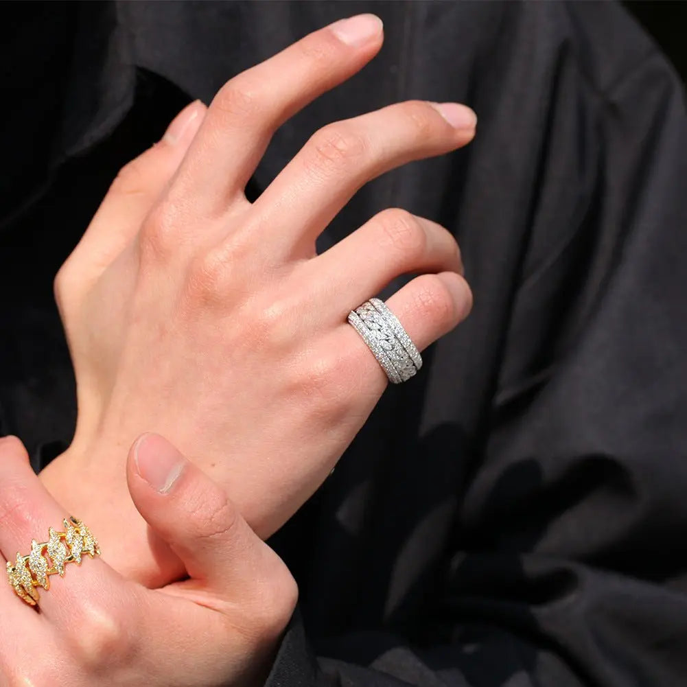 Hip-hop style zircon rotating Cuban ring - Blade & Thread
