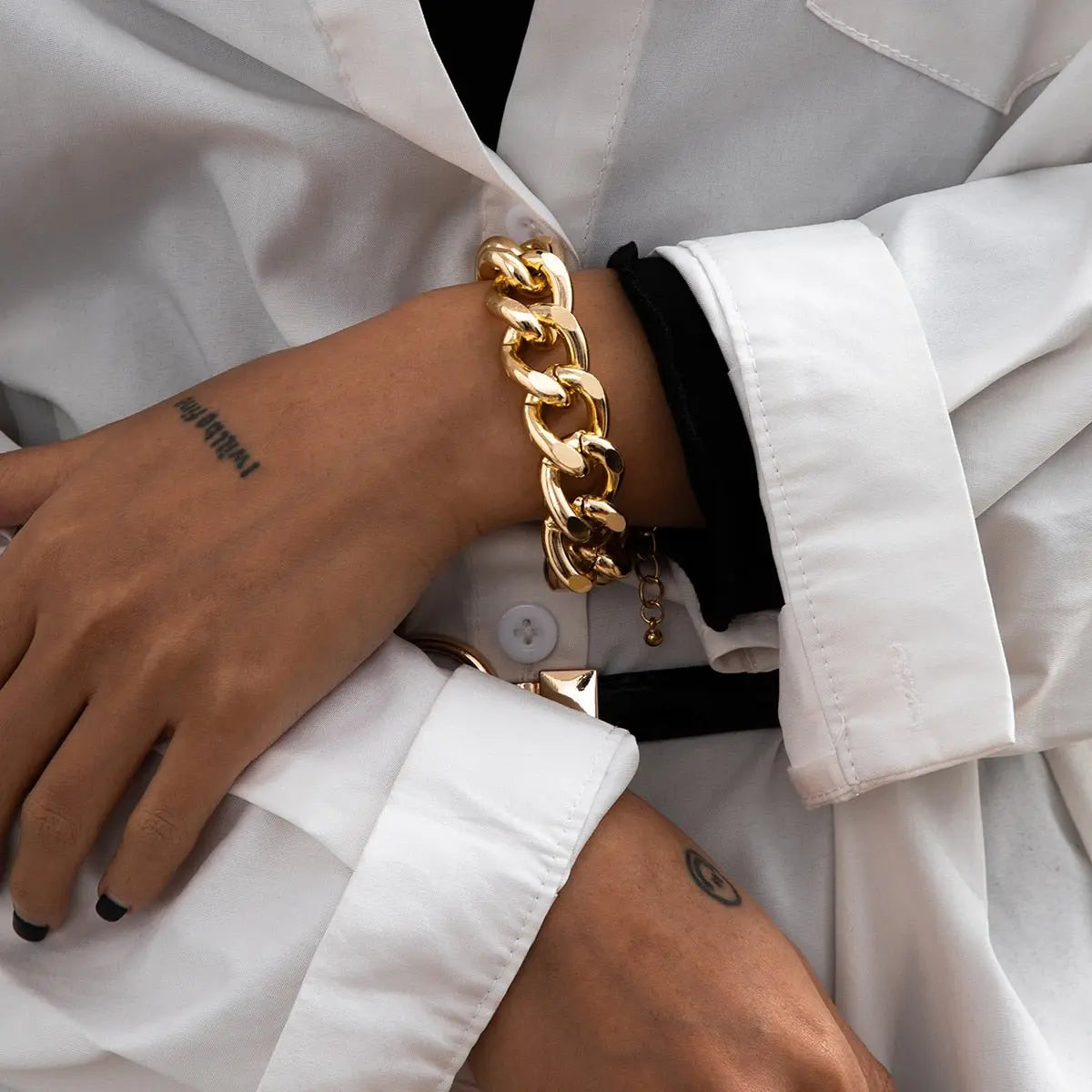 Hip Hop Thick Link Chain Bracelet Women's CCB Material nowadaysfashion