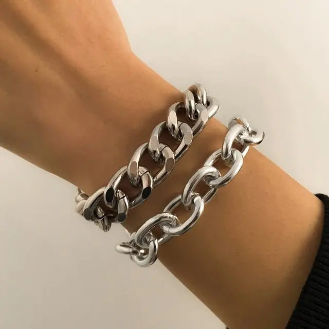 Hip Hop Thick Link Chain Bracelet Women's CCB Material - Blade & Thread