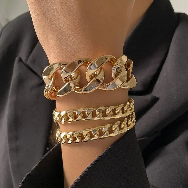 Hip Hop Thick Link Chain Bracelet Women's CCB Material nowadaysfashion